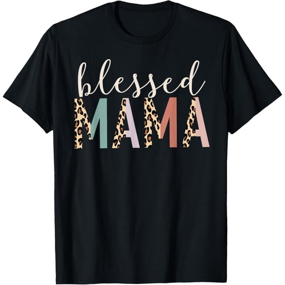 Blessed Mama Cute Leopard Print T-Shirt