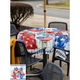 thumbnail image 5 of Outdoor Tablecloth with Umbrella Hole for Patio/Picnic/Party/Camping, Independence Day Waterproof Table Cloth Square Cover Washable, Red Blue Poppy Floral 4th of July Plaid (54"x 54"), 5 of 8