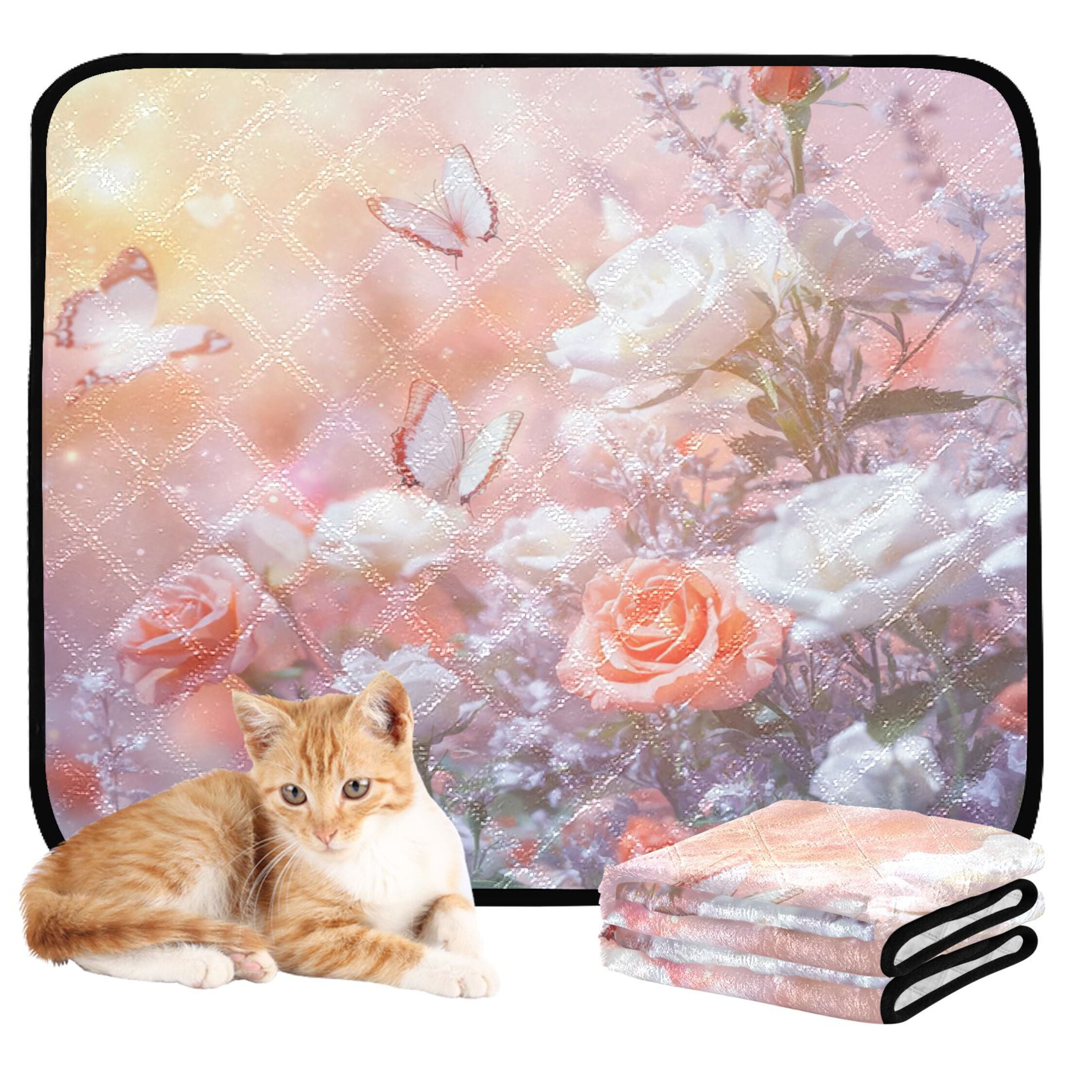 Qxltty Butterfly Gardens Cat litter Pads Pet Set of 2 Diaper Mats Center Anti-leakage Layer Absorbent Soft and Comfortable