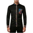 thumbnail image 2 of Yaoyar Men Fashion Printed Casual Shirt Pocket Buttoned Long Sleeve Stand-Up Collar Shirt Slim Fit Floral Print Shirt, 2 of 5