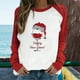 thumbnail image 2 of Tops Para Mujer Camisas de Manga Larga Otoño Primavera Patchwork Navidad Impreso Cuello Redondo Camiseta Casual Odeerbi  ODB151592, 2 of 7