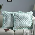 thumbnail image 2 of SUSIELADY Modern Farmhouse Pillow Covers Decorative Cotton Throw Pillow Covers Set of 2 18x18 Inch with Ruffle for Couch Sofa Bed Living Room Home Decor, Aquamarine Blue, 2 of 7