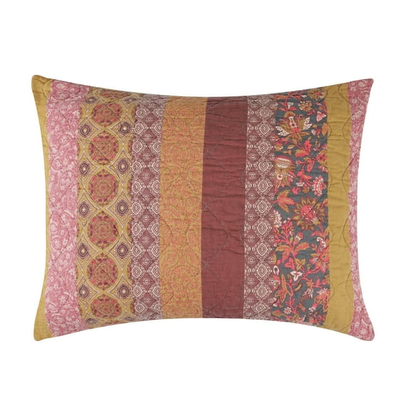 Greenland Home Fashions Marigold Vintage Boho Reversible Quilted Pillow Sham, Standard