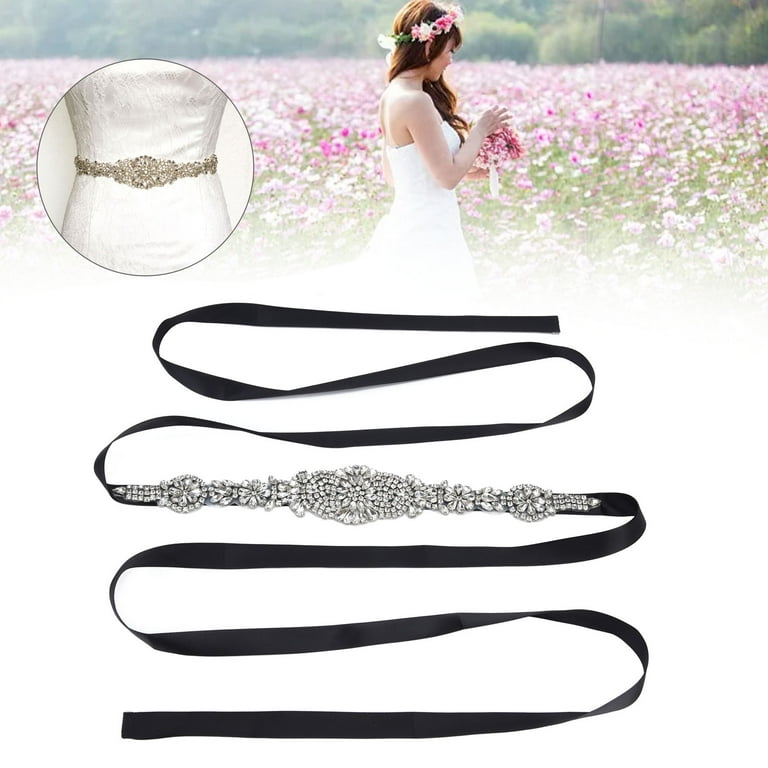 Bridal Belt, Bride Dress Belt Wide Application For Banquets For Weddings  For Parties Black 