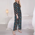 thumbnail image 3 of Salouo Autumn Forest Animals Cute Pattern Women's Pajamas Set Long Sleeve Button Down Sleepwear Soft Pj Lounge Sets for women 2 Piece Pjs Set with Long Pants-XX-Large, 3 of 7