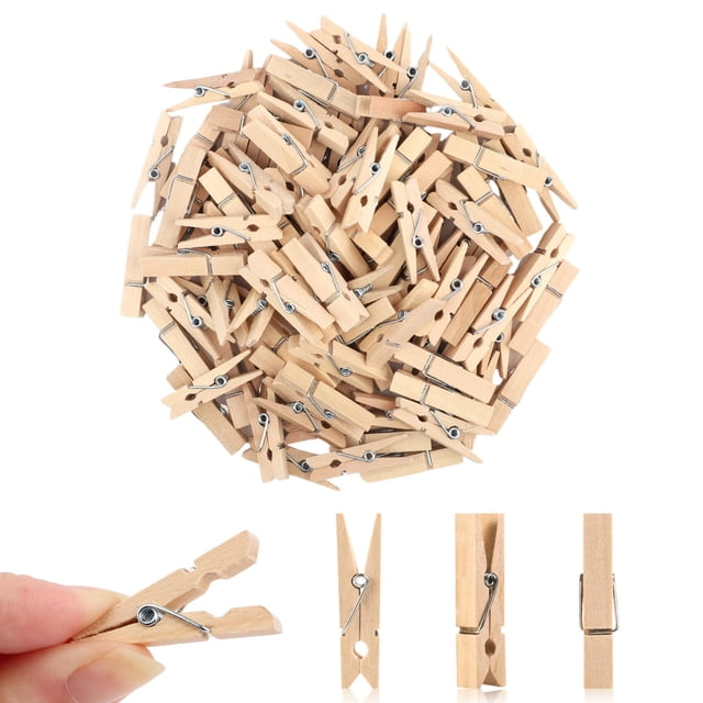 Pinzas para Ropa Pequeñas, Mini Pinzas para Ropa, 100 Piezas Mini Pinzas para Ropa de Madera con Bolsa de Almacenamiento, Pinzas para Ropa Pequeñas para Fotos, Manualidades