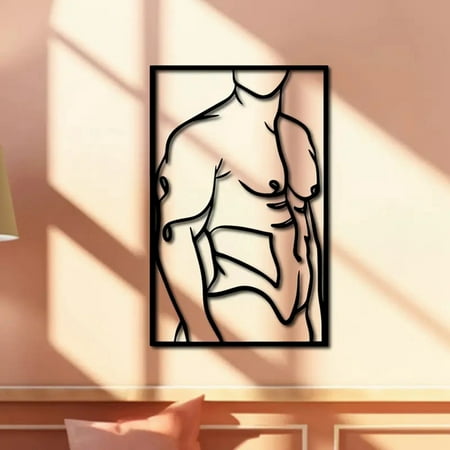 

Home Gadgets Modern Black Metal Pendant Art Home Decoration Living Room Unique Personality Muscle Male Concept Pendant Home Necessities