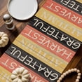 thumbnail image 6 of Fall Table Runner Thanksgiving Autumn Harvest Grateful Table Runners Wooden Board Yellow Orange Black Cotton Linen Dresser Scarf Kitchen Dining Table Decor for Fall Holiday Party Decor 13x90 Inch, 6 of 9
