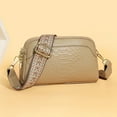 thumbnail image 3 of Bolsos Cruzados De Mujer Bolso bandolera de piel de vaca de primera capa con patrón de cocodrilo para el trabajo (caqui), 3 of 8