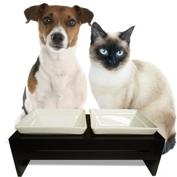 ProsperDog Elevated Dog Bowls Double Ceramic Raised Bowls. Small, Medium Dogs and most Cats