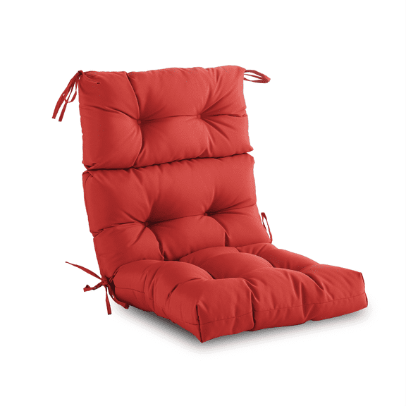 YOOZEKU Outdoor Indoor High Back Chair Cushion,Waterproof All-Weather Tufted Patio Adirondack Rocking Seat Cushion with Ties,45x22 inch, Red