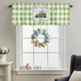 thumbnail image 3 of Valance Curtains for Kitchen Windows Easter Green Truck with Gnomes on Wood Plank Rod Pocket Valance Buffalo Plaid Short Window Curtain Topper for Bedroom Living Room Bathroom 54x18in,1&nbsp;Panel, 3 of 9