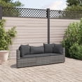 thumbnail image 1 of vidaXL 3 Piece Garden Sofa Set with Cushions Grey Poly Rattan, 1 of 5