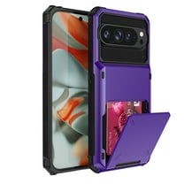 Wallet Rugged Case for Google Pixel 9a Phone, Card Holder Slot Heavy Duty Military Grade Shock Absorption Drop Proof Phone Cover for Google Pixel 9a, Purple