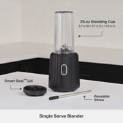 Thyme & Table 900 W 25 oz Single Serve Blender with Tritan Vessel, Smart Seal Lid and Straw, 6-Point Stainless Steel Blade, Slate Grey