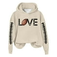 thumbnail image 1 of WEAIXIMIUNG Robes Chandail en Molleton pour Femmes avec Poches Sweat à Capuche à Manches Longues Col Rond Imprimé Lettre Rugby, 1 of 3