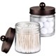 thumbnail image 1 of Organizador de almacenamiento de vidrio para tocador de baño, frascos de boticario para hisopos de algodón, bolas redondas, Qtips, esponjas de maquillaje, hilo dental, sales de baño, paquete de 2 tran, 1 of 5