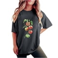 thumbnail image 2 of LEBONYARD Womens Tops Clearance under $5,Crew Neck T Shirts for Women spring summer,Women's Fashion Summer Round Neck Drop Sleeves Leisure Short Sleeve Fruit Printing Tops Dark Gray S, 2 of 7