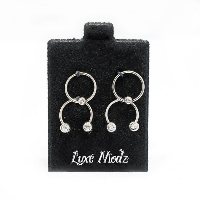 Anneau pour Mamelon Septum 4 Pcs Anneau de Perles Circulaire en Forme de Fer à Cheval avec CZ avant