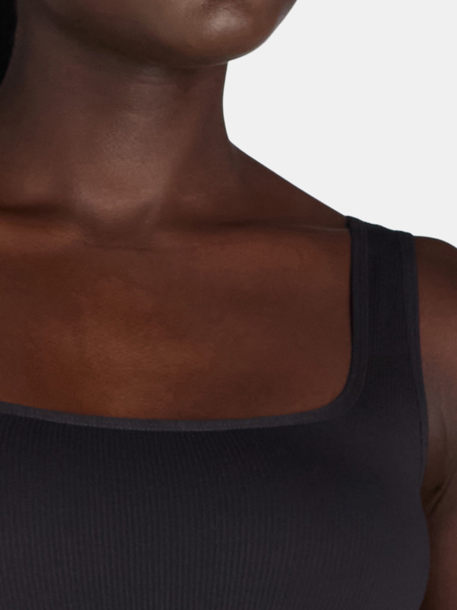 No Boundaries Women's Seamless Smoothing Rib Square Neck Bodysuit, Sizes XS-XXXL
