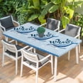 thumbnail image 2 of Navy Blue Whale Table Cloths for 6 Foot Rectangle Tables, Summer Coastal Bubbles Ocean Waves Patio Waterproof Elastic Fitted Tablecloths, Washable Rectangular Table Cover for Camping, 2 of 8