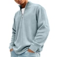 thumbnail image 3 of Xyxonk Sweatshirts for Men Quarter Zip Long Sleeve Corduroy Tops Quarter-Zip Dressy Pullover Tops Fall Winter Textured Fashion Sweaters,Sky Blue S-5XL, 3 of 6