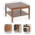 thumbnail image 3 of Kate and Laurel Talcott Modern Tiered Square Coffee Table, 26 x 26 x 18, Walnut Brown, Transitional Two-Tier Rectangular Living Room Table with Storage and Mango Wood Construction, 3 of 8