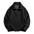 thumbnail image 1 of Blusa y camisa de cuello vuelto de manga larga para hombre, sudadera con cremallera, polar, verde, marrón, gris, media cremallera, lisa, deportiva, para exteriores, uso diario, vacaciones, ropa de cal, 1 of 4