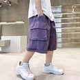 thumbnail image 2 of WRKEKC Boys Athletic Shorts 5 Inch Inseam Elastic Waist Lightweight Cargo Shorts Casual Outdoor Wear Solid Color 4-14 Years, 2 of 4