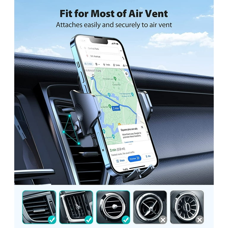 VICSEED Upgrade Ultra Stable Car Phone Holder Mount Vent, [Never Fall Off &  Won't Break] Universal Air Vent Phone Mount for Car Easy Clamp Cell Phone