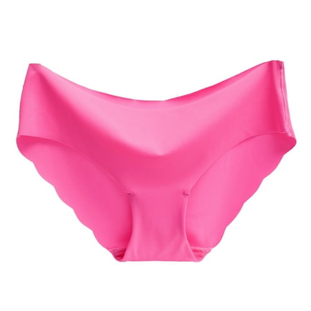 

harmtty Summer Women Panties Ice Silk Seamless Low Waist Briefs Underwear Red M