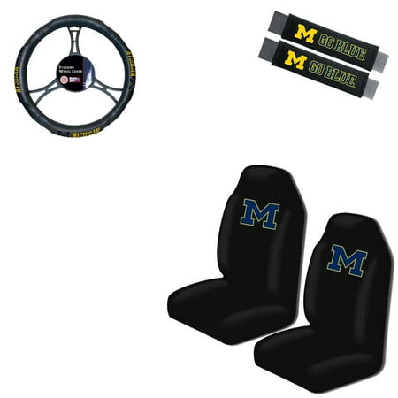 - Michigan Wolverines 2 Seat Covers And 2 Shoulder Pads With Wheel Cover