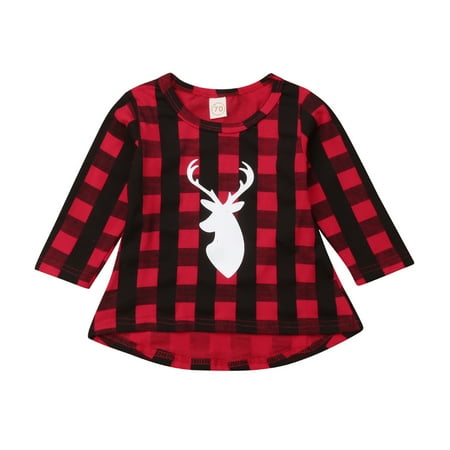 

SUNSIOM Baby Girl Spring Autumn Dress Toddler Checked Christmas Dress