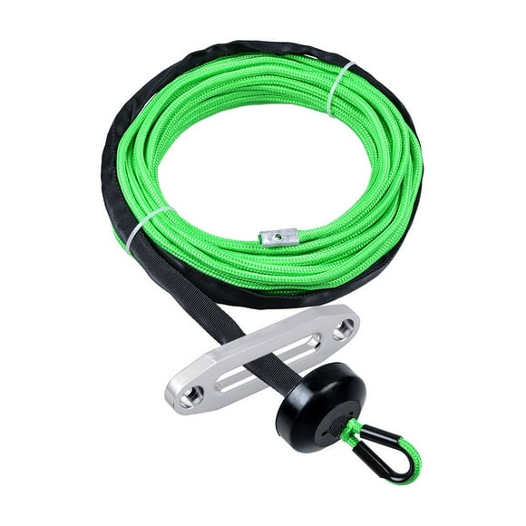 Astra Depot 50' x 1/4" Green Rock Protection & All Heat Guard Synthetic Winch Rope Cable 7000LBS w/Rubber Stopper + 6" Bolt Silver Hawse Fairlead for Car ATV UTV Ramsey KFI