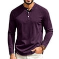 thumbnail image 2 of Men's Henley Shirts Long Raglan Sleeve Slim Fit Button T-Shirts Casual Pullover Tops with Pocket Dark Purple 2XL, 2 of 9