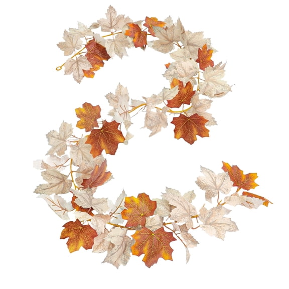 Maple Leaves Garland, QIDESHIP, 5.74 FT Hanging Fall Leave Vines with Pumpkins and Berries for Halloween Thanksgiving Home Fireplace Decor, Artificial Autumn Garland for Mantel Door