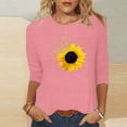 thumbnail image 2 of KIHOUT Hauts en Liquidation, Chemises à Manches 3/4 pour Femmes Imprimé Graphique Tournesol Blouse Col Rond Tunique Décontractée d'Automne Chandail Chandails en Molleton, 2 of 4