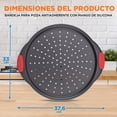 thumbnail image 2 of Charola para Pizza Antiadherente NutriChef, Bandeja Redonda de Acero al Carbono de 33cm con Agujeros para Corteza Crujiente, Mangos Ergonómicos, Segura para Horno y Lavavajillas, 2 of 6