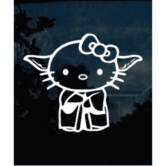 Hello Kitty Yoda White 6 Inch Professional Sticker for Truck, Car, Tumbler, Cup, Laptop, Decor, Locker, Table, Window