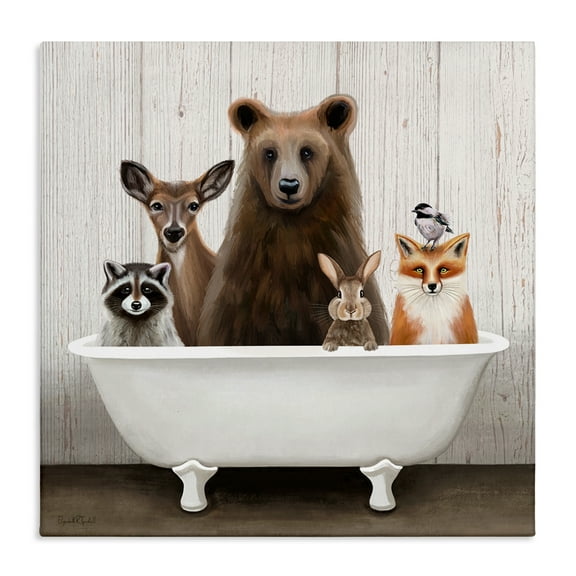 Woodland Creatures Antique Bathtub Canvas Art, 36 x 36, Made In USA