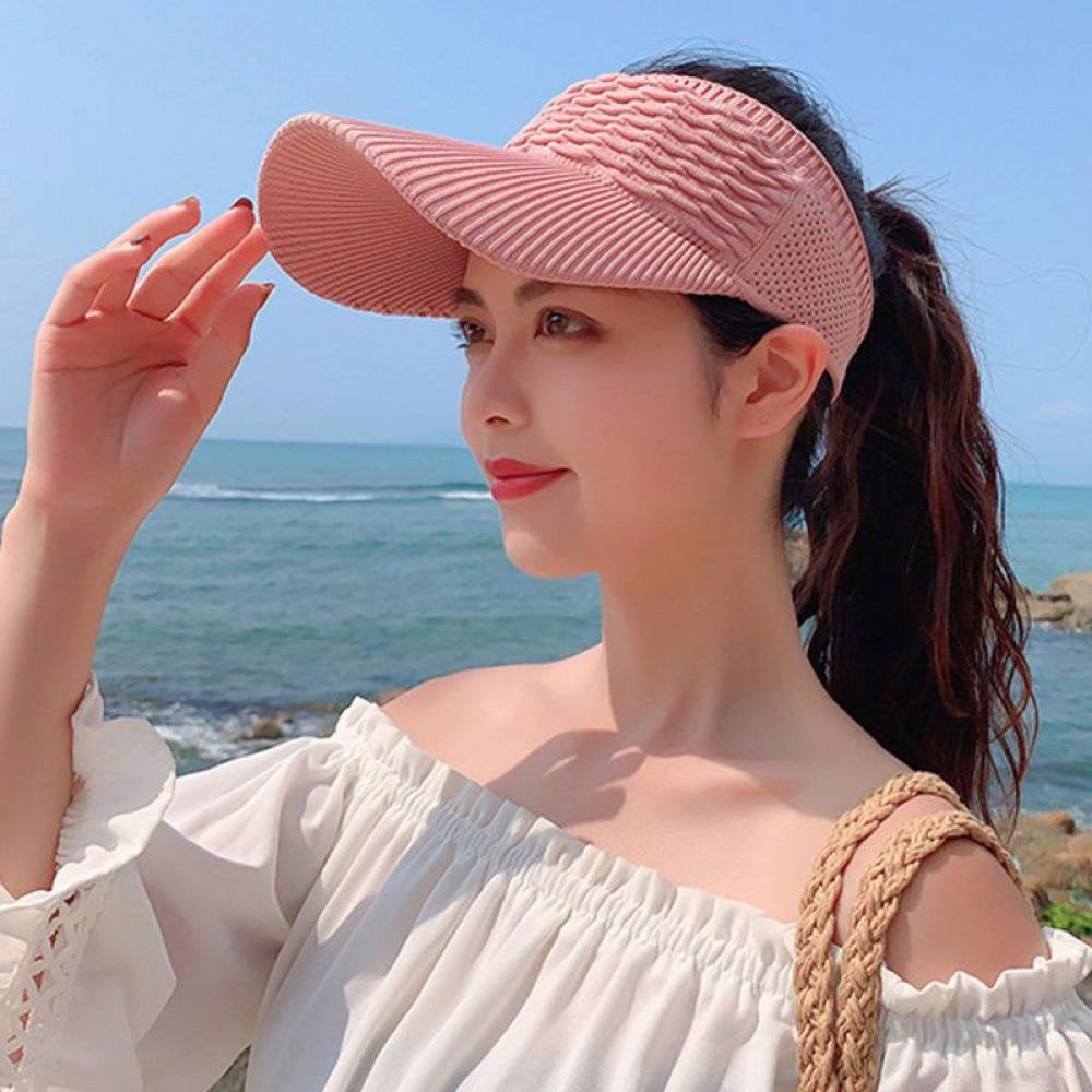Final Clear Out! Women Wide Brim Knitted High Bun Ponytail Hats UV