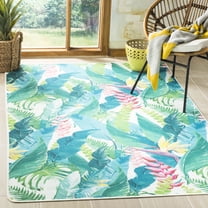 Safavieh Daytona Malandra Floral Polyester Machine Washable Area Rug, Ivory/Green, 5'1" x 7'6"