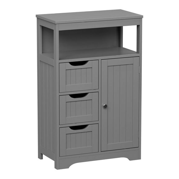 AetherLove Bathroom Floor Cabinet, Storage Organizer with 3 Drawers and 1 Door, Free Standing Entryway Cupboard for Home Office,Grey