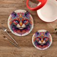 thumbnail image 2 of Cat Head Colorful Trivet Mats Pot Holders Cotton Woven Non-Slip Heat Resistant for Hot Pots Pans Pats for Cooking Baking Set of 2, 2 of 7