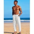 thumbnail image 4 of COOFANDY Men Drawstring Casual Loose Pant Stretchy Cotton Linen Harem Trousers, 4 of 7
