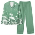 thumbnail image 1 of Puntoco Conjunto De Pijama De Pantalones Y tops Casuales De Manga Larga Con Estampado Navideño Para Mujer (1 top + 1 Pantalón) Conjunto De Solapa De Manga Larga Verde Xl, 1 of 4