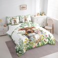 thumbnail image 3 of Manfei Cute Highland Cow Bedding Comforter Set 7 Pieces, Green Flower Floral Queen Bedding Sets, Farm Animal Queen Sheet Sets,Luxury Bedroom Decor, 3 of 8