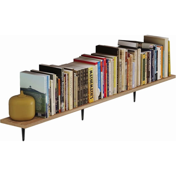 Wallniture Arras 48 inch Floating Shelf, Wooden Bookshelves for Wall, Brackets Included, 1pc, Burnt Finish