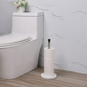 ZCCZ Bathroom Free-standing Toilet Paper Roll Holder Stand Marble Base and Brushed Nickel Bar