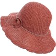 thumbnail image 3 of CoCopeaunts Women Bucket Hat Hollow Out Solid Color Bucket Cap Collapsible Dome Basin Hat with Flower Hatband Ruffled Brim, 3 of 8